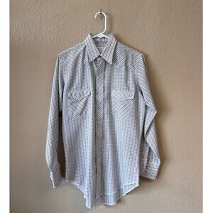 Vintage 1970's Wrangler plaid western button down size 15-32